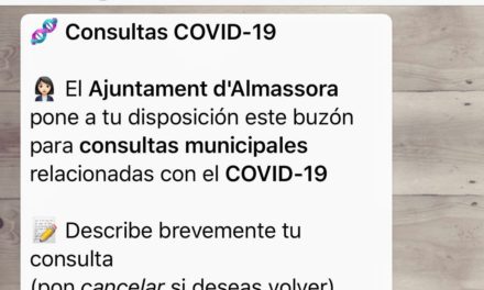 Almassora atén en xarxes més de 200 consultes pel COVID-19