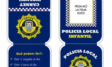 Nules crea un carnet de Policia Municipal Infantil per a recordar les normes de les eixides als més menuts