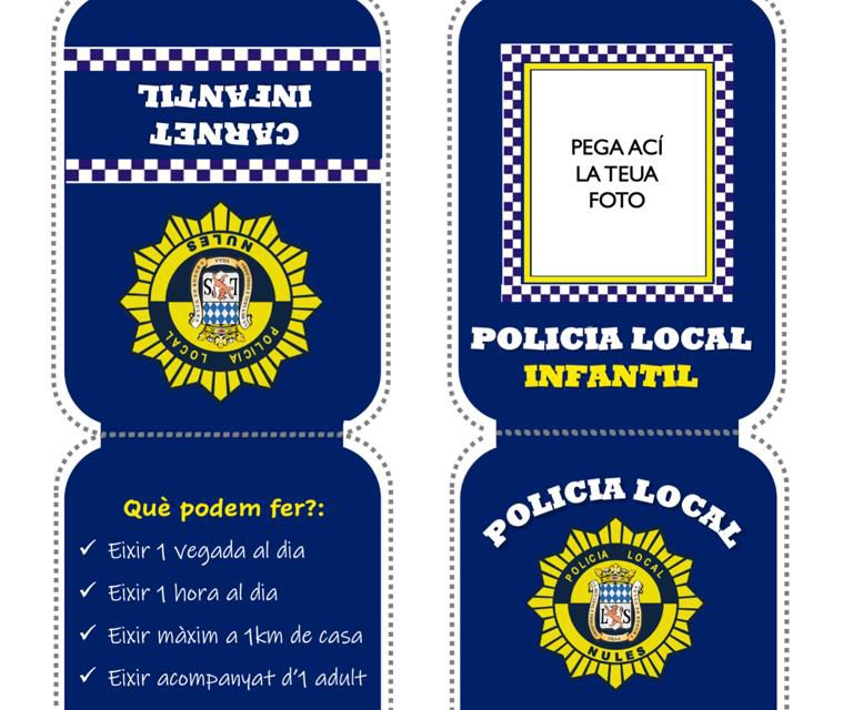 Nules crea un carnet de Policia Municipal Infantil per a recordar les normes de les eixides als més menuts