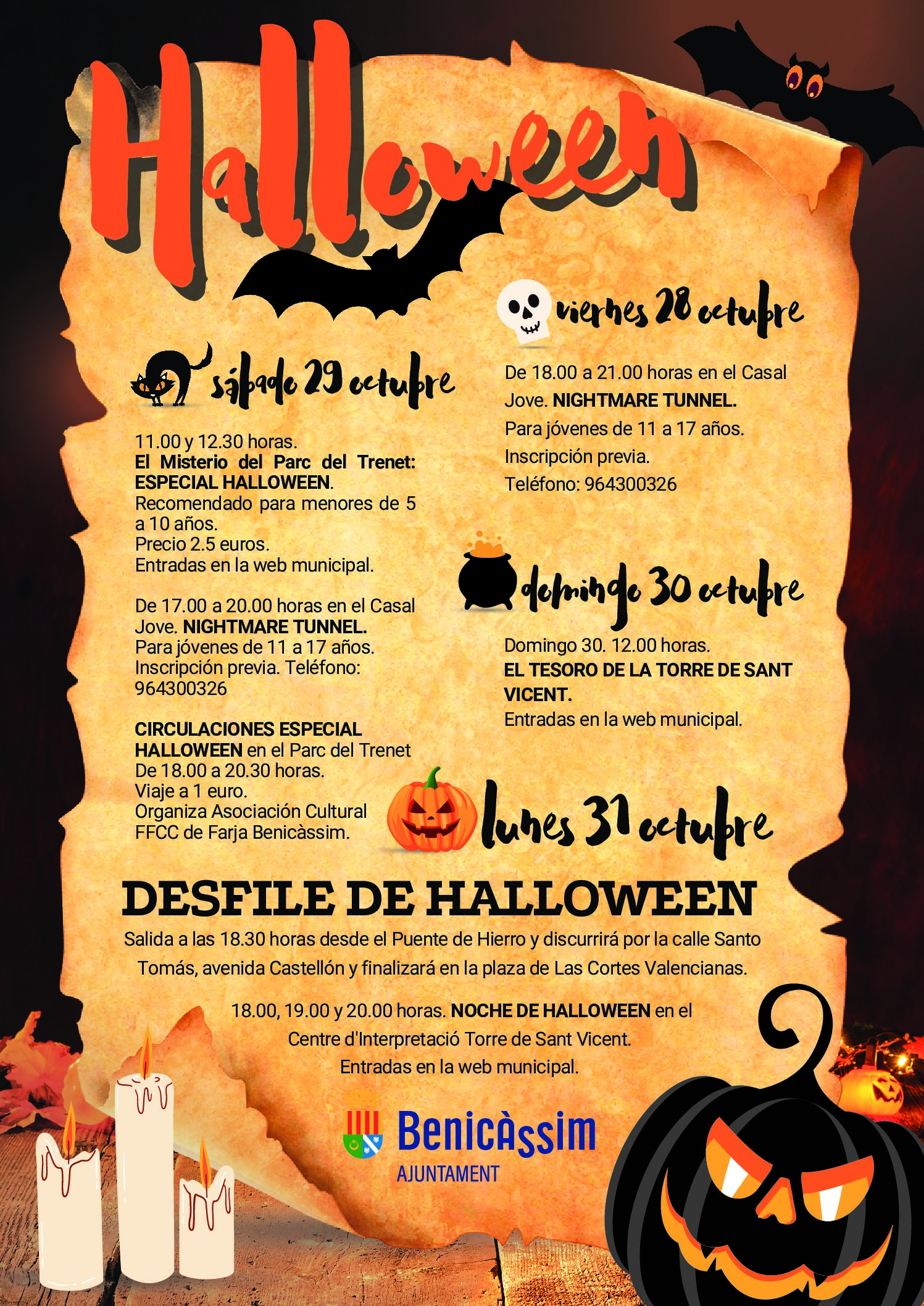 Benicàssim programa un Halloween amb desfilada i activitats per al públic infantil i juvenil