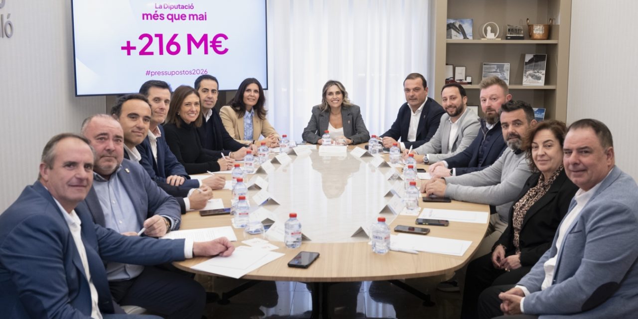 La Diputació aprovarà el 2 de desembre més de 216 milions d’euros per al Pressupost 2026