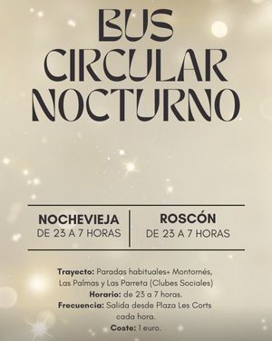 L’Ajuntament de Benicàssim habilita el bus circular nocturn per a la Nit de Cap d’Any i la de Reis amb parada en clubs socials d’urbanitzacions