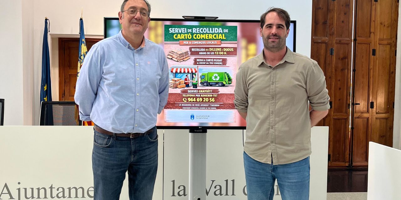 L ’Ajuntament de la Vall d’Uixó triplica el servei de recollida de cartó comercial